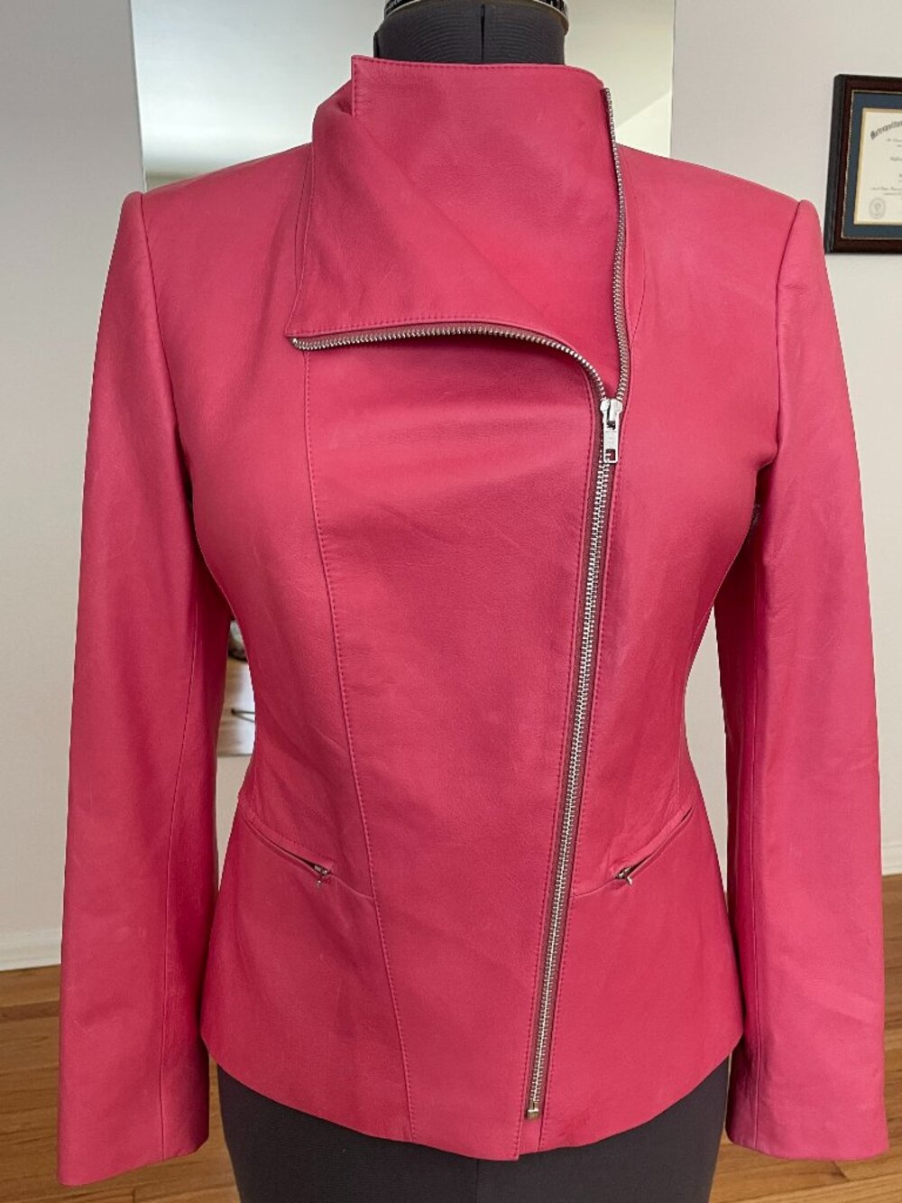 Lafayette 148 New York Pink 100% Leather Jacket